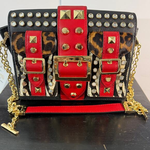 Michael Kors Hayden Studded Messenger Bag Multi Colored NWT Leather - Picture 1 of 7